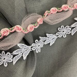 Pink & purple dainty floral semi skinny sewing trim 7 yards